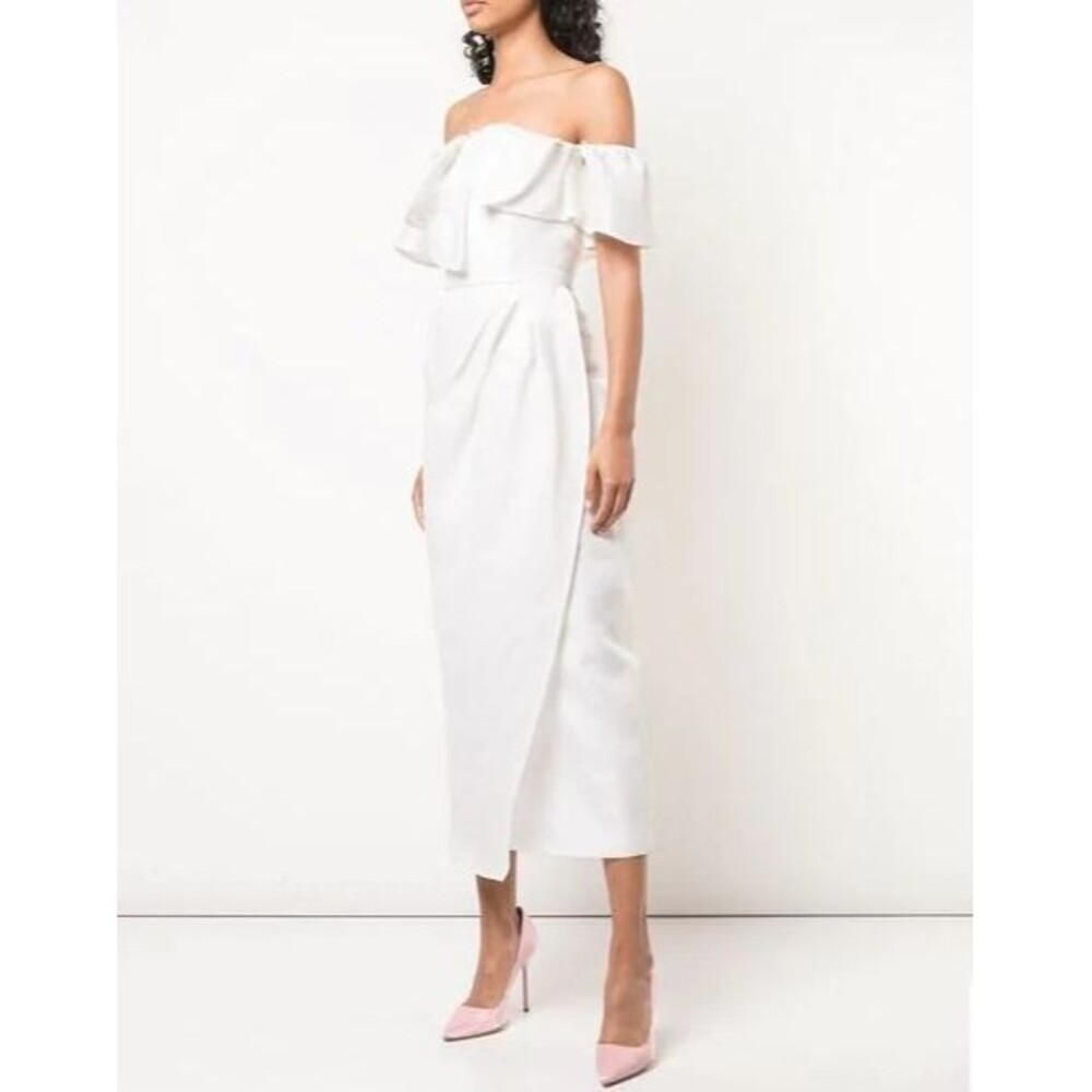 NWT. $2590 Carolina Herrera Bow Front Off Shoulder Wedding Bridal Dress 12 white - Picture 8 of 15